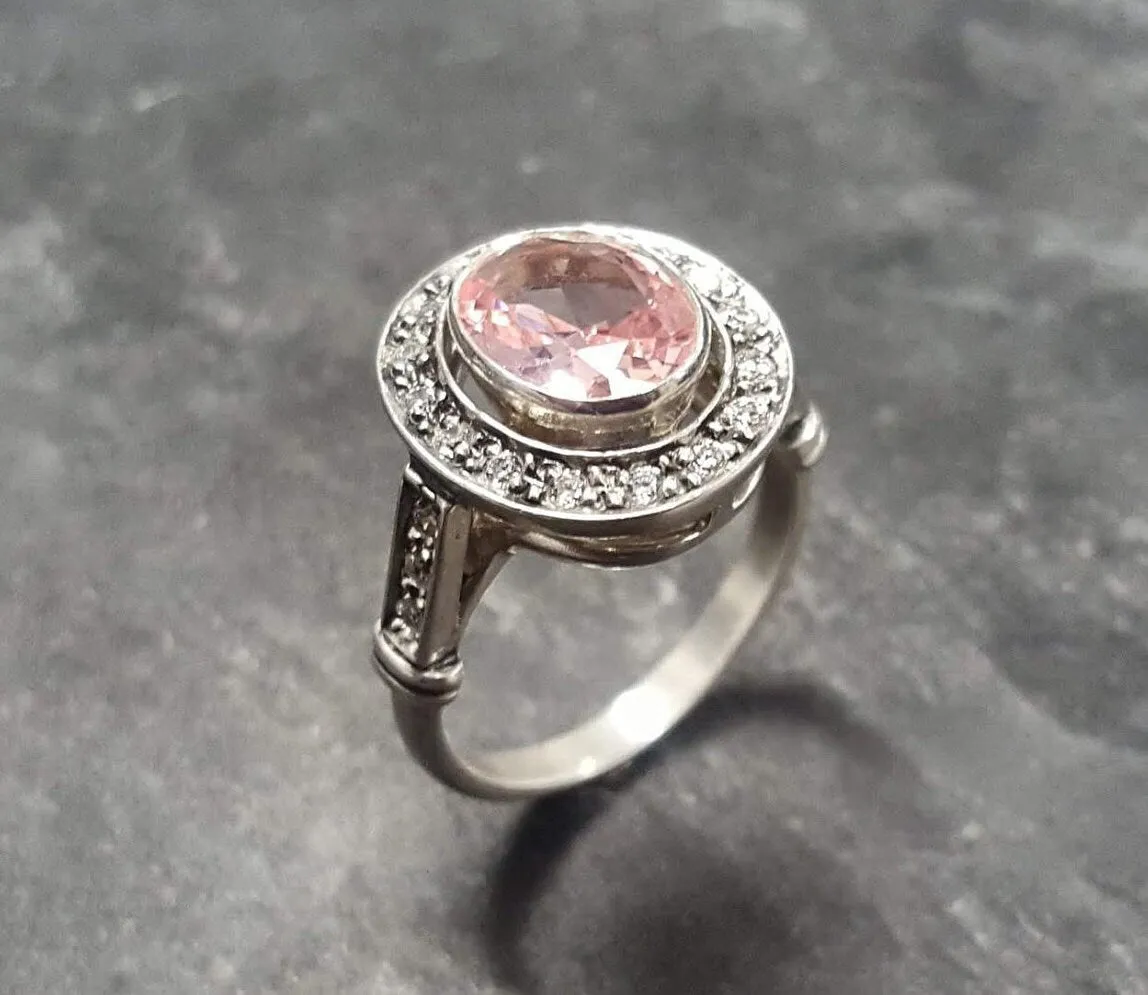 Pink Morganite Ring - Victorian Engagement Ring - Pink Vintage Ring