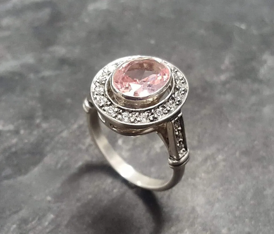Pink Morganite Ring - Victorian Engagement Ring - Pink Vintage Ring