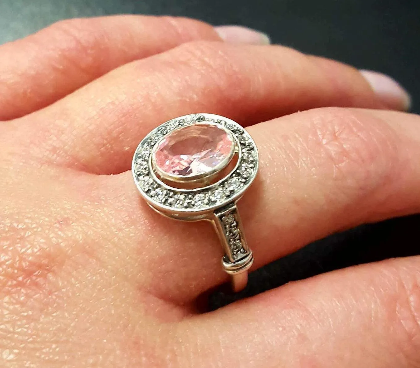 Pink Morganite Ring - Victorian Engagement Ring - Pink Vintage Ring