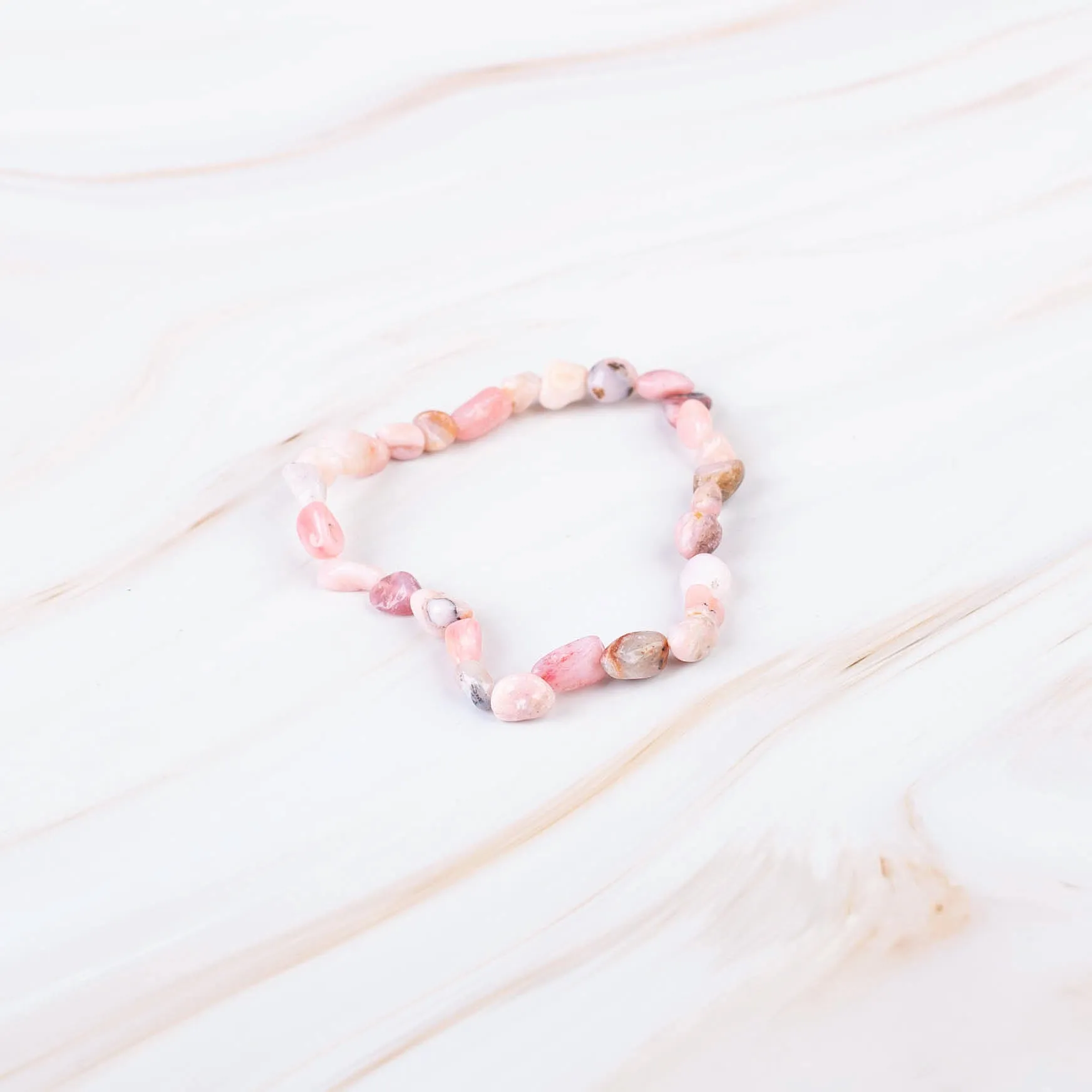 Pink Opal Pebble Beaded Bracelet
