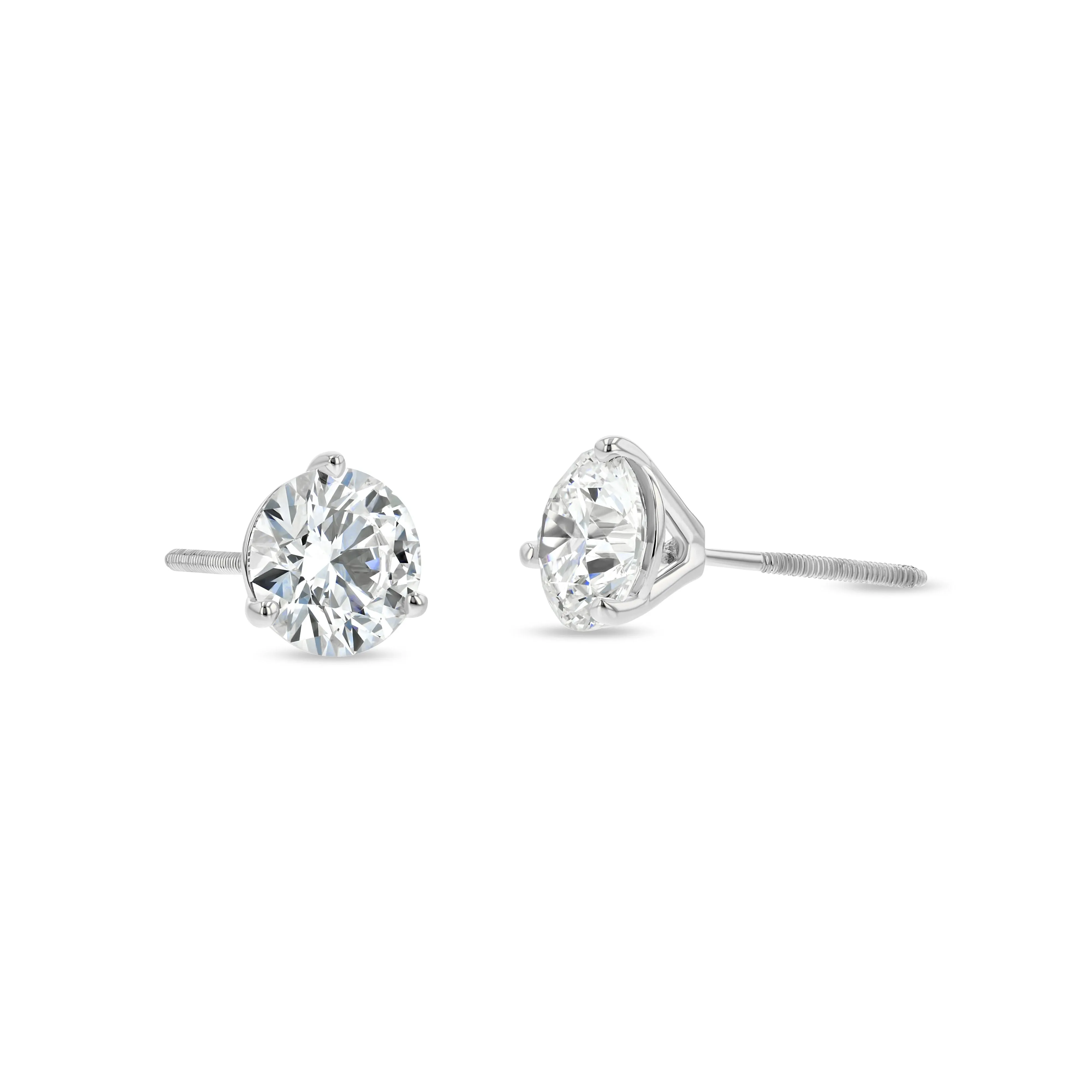 Platinum 3-prong Round Brilliant Diamond Stud Earrings (0.22 Ct. T.w., Vs1-vs2 Clarity, H-i Color)