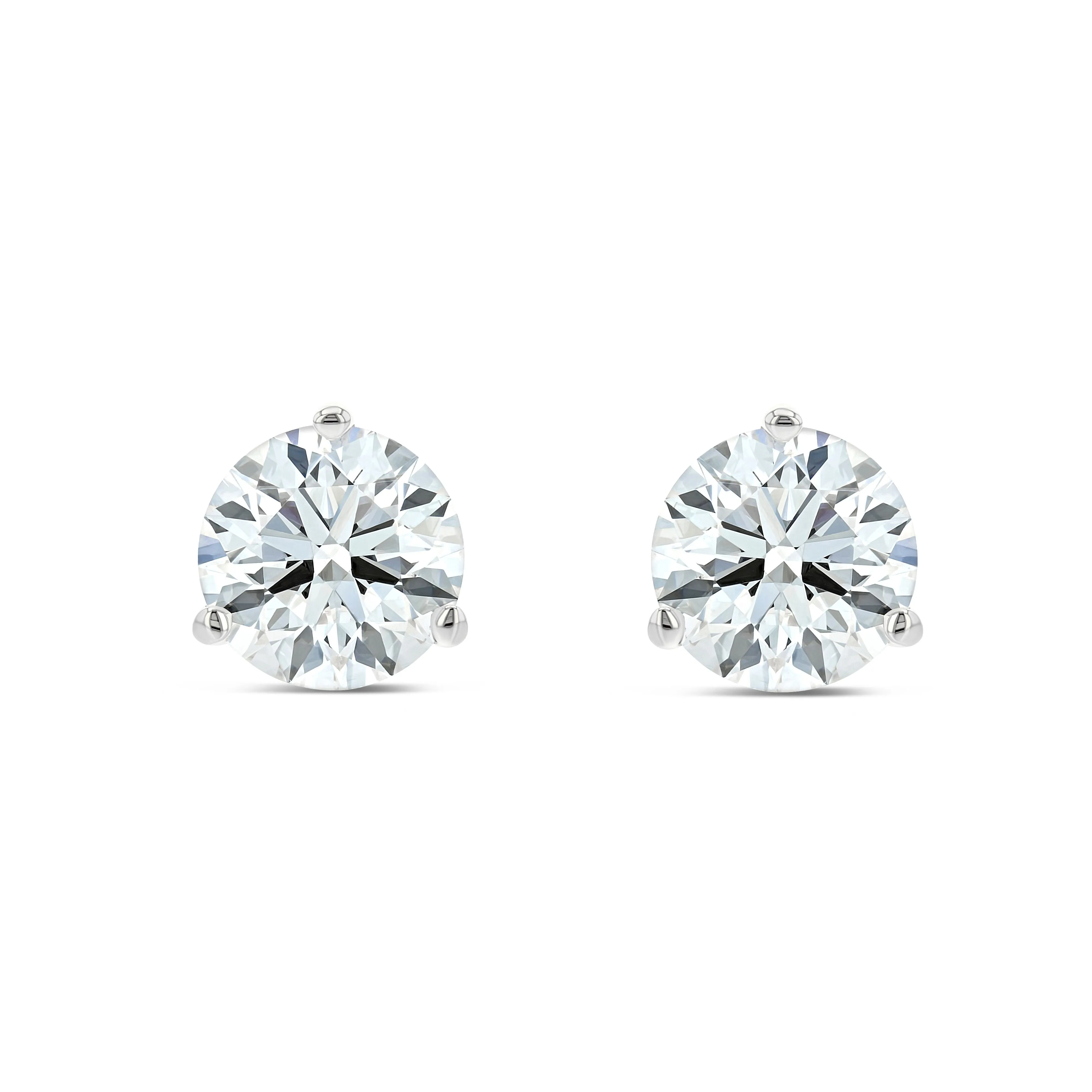 Platinum 3-prong Round Brilliant Diamond Stud Earrings (0.52 Ct. T.w., Vs1-vs2 Clarity, F-g Color)