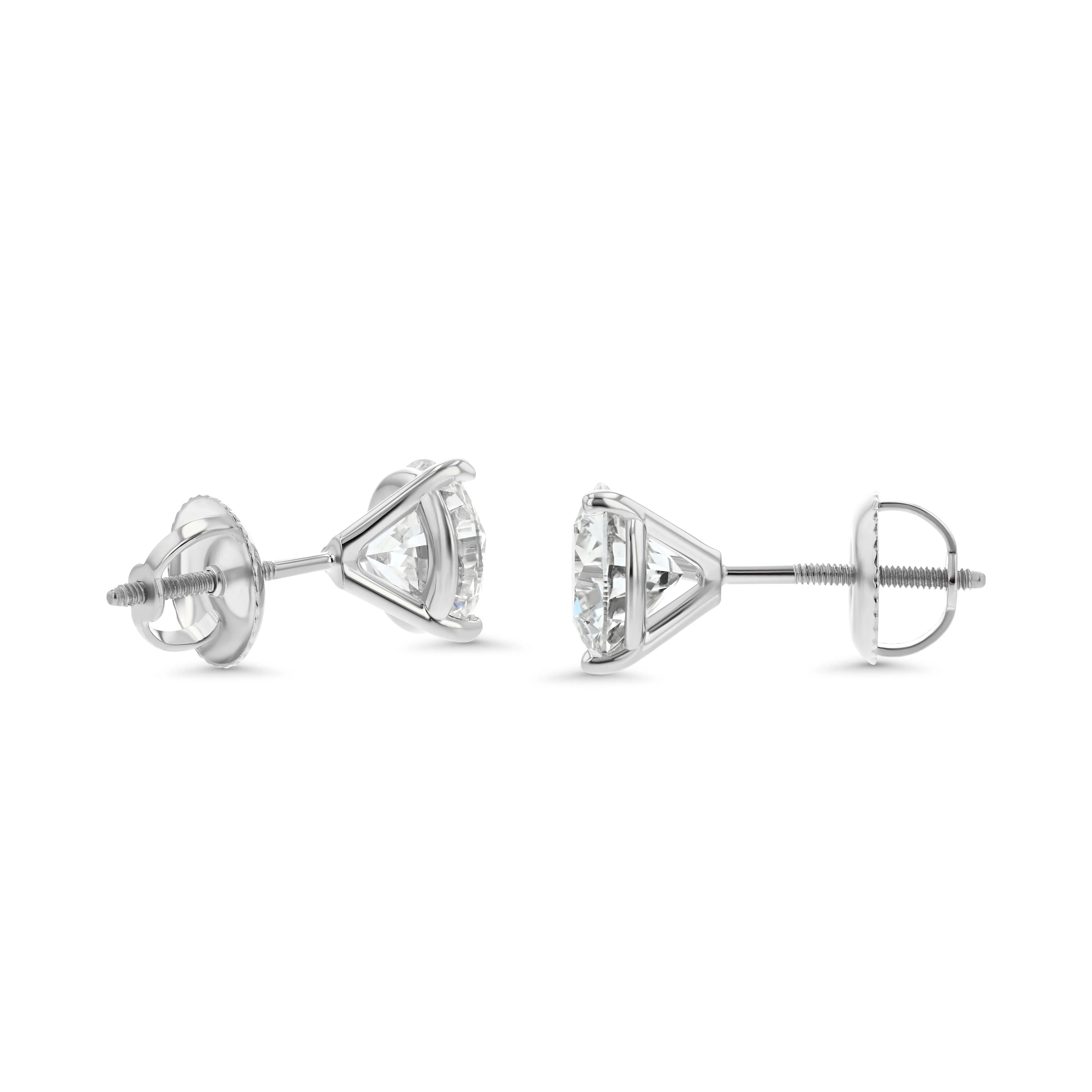 Platinum 3-prong Round Brilliant Diamond Stud Earrings (0.52 Ct. T.w., Vs1-vs2 Clarity, F-g Color)