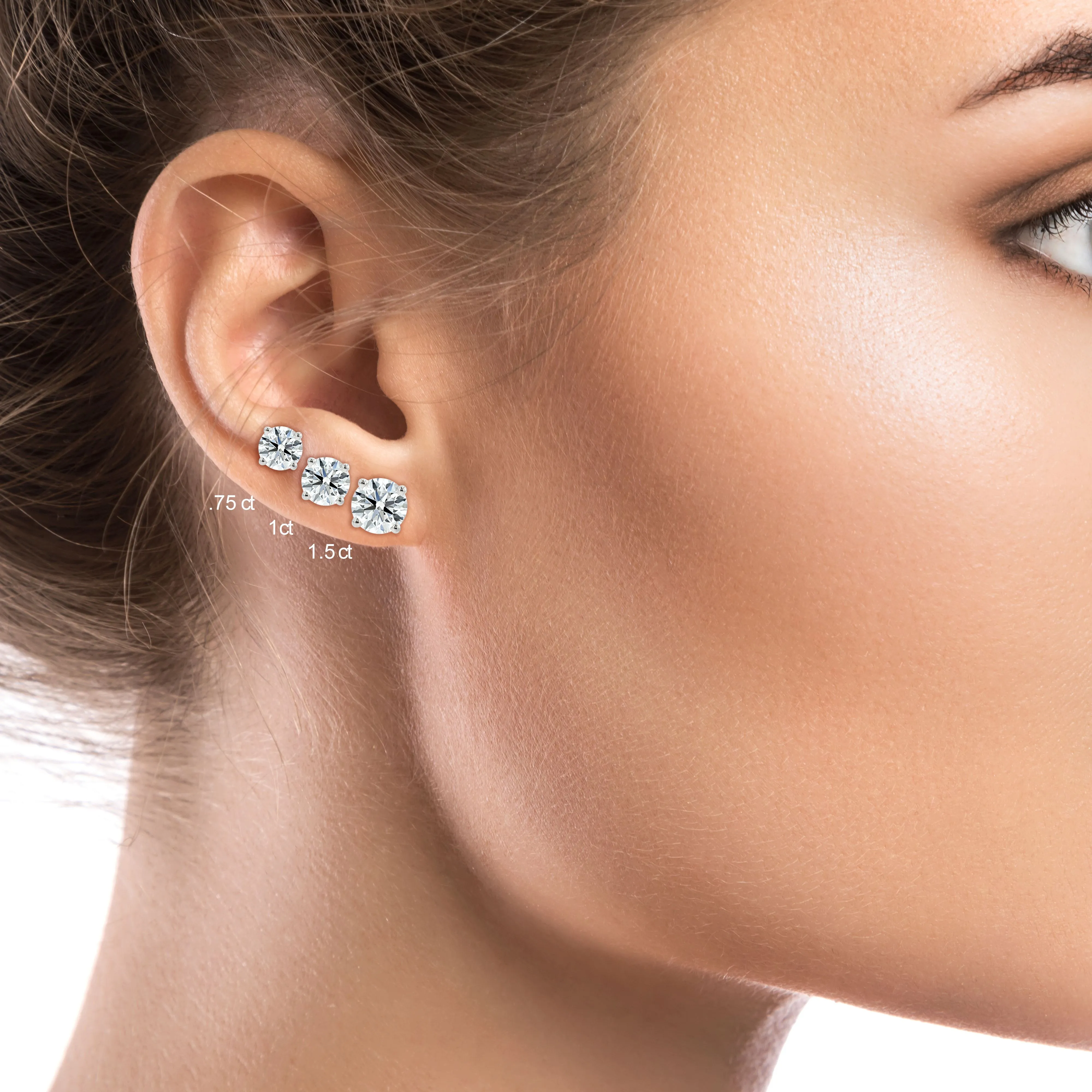 Platinum 4-prong Round Brilliant Diamond Stud Earrings (0.5 Ct. T.w., Vs1-vs2 Clarity, H-i Color)