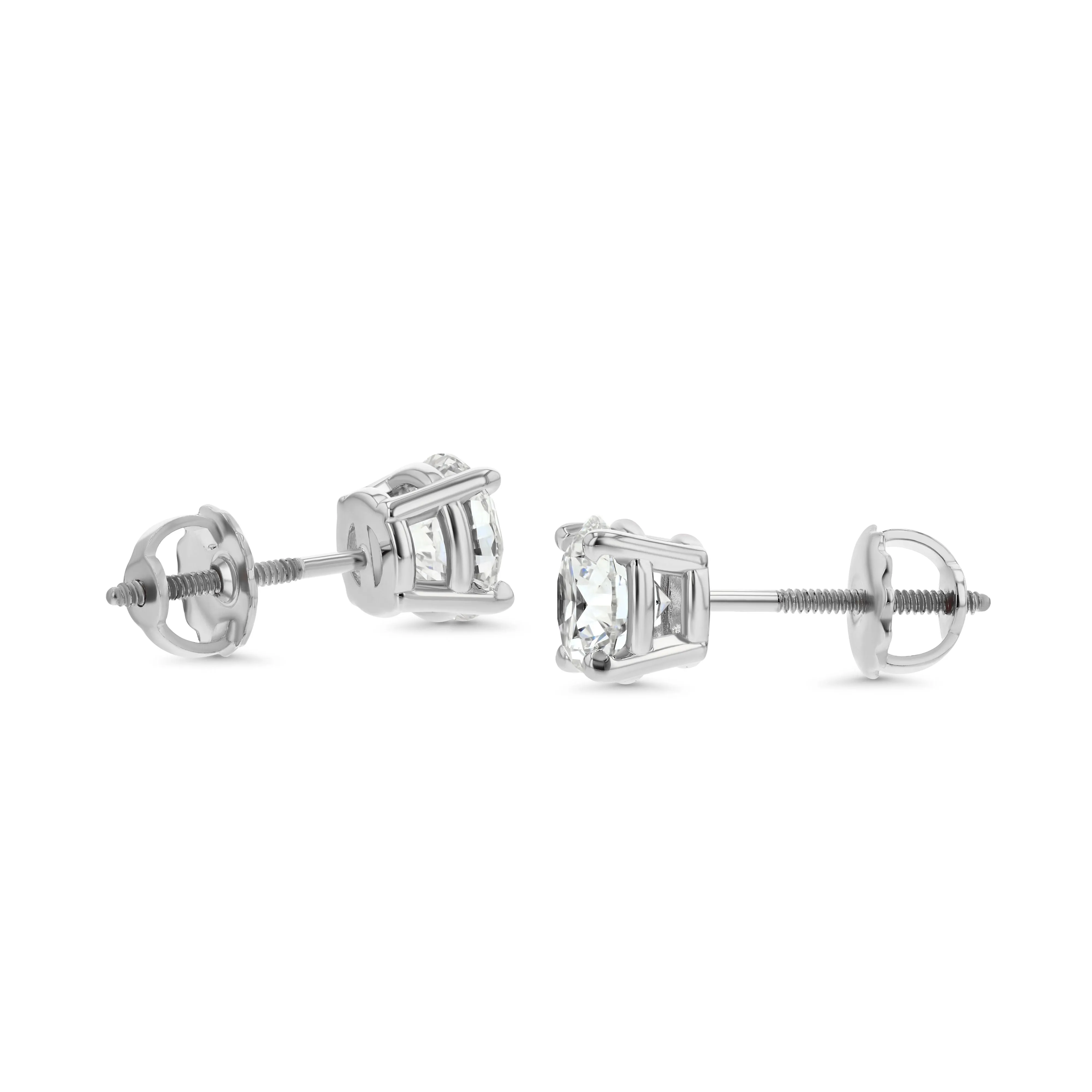 Platinum 4-prong Round Brilliant Diamond Stud Earrings (0.5 Ct. T.w., Vs1-vs2 Clarity, H-i Color)