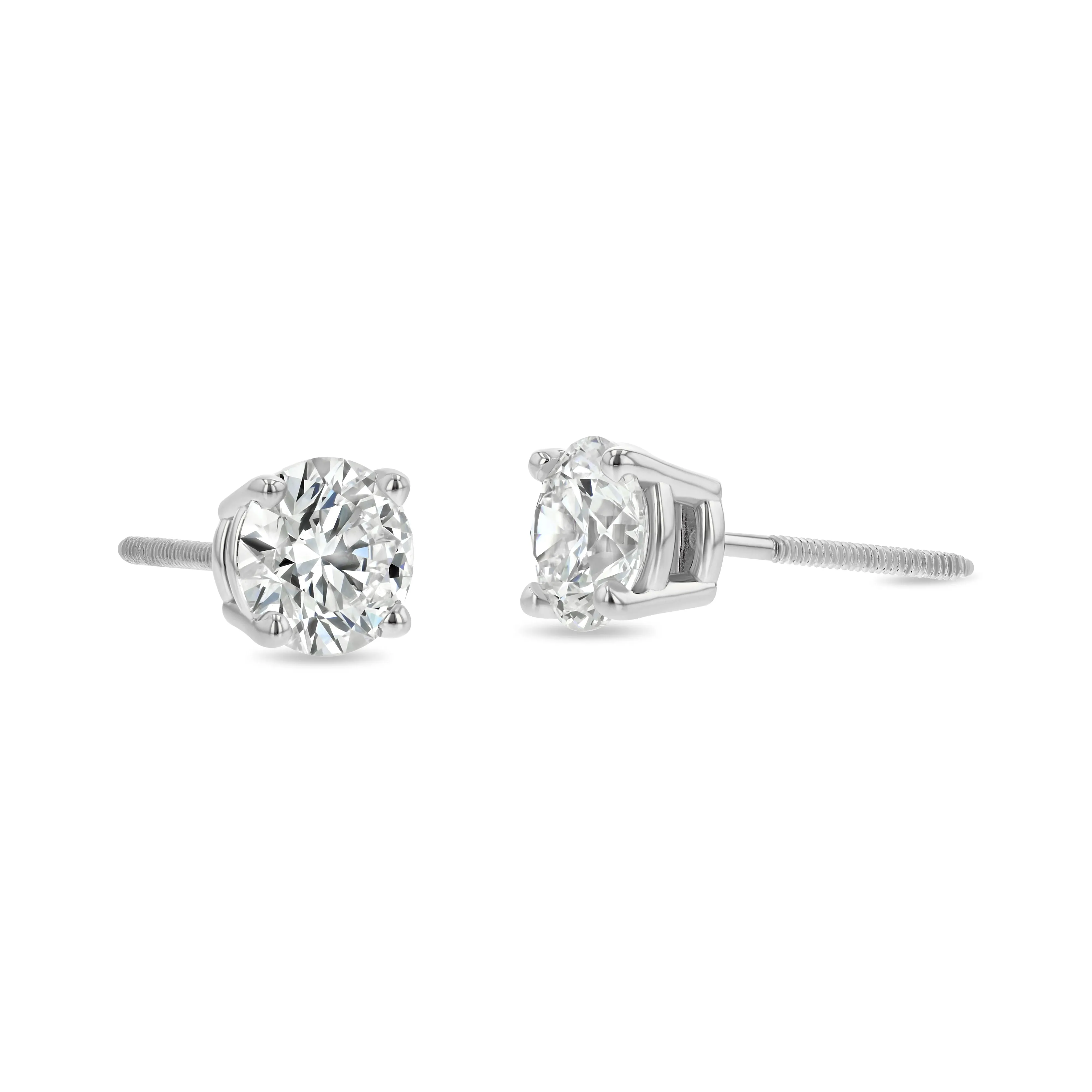 Platinum 4-prong Round Brilliant Diamond Stud Earrings (1.5 Ct. T.w., Vs1-vs2 Clarity, F-g Color)