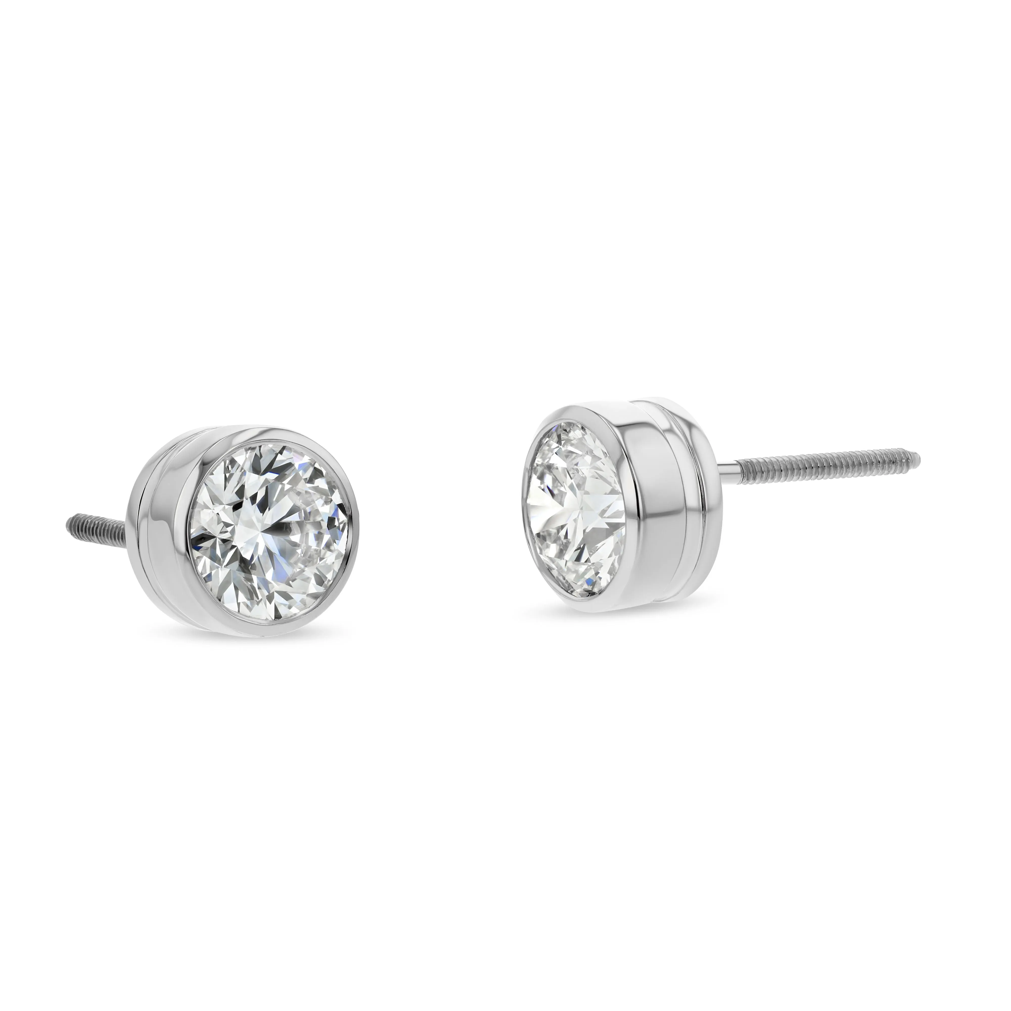 Platinum Bezel Set Round Brilliant Diamond Stud Earrings (0.75 Ct. T.w., Vs1-vs2 Clarity, H-i Color)
