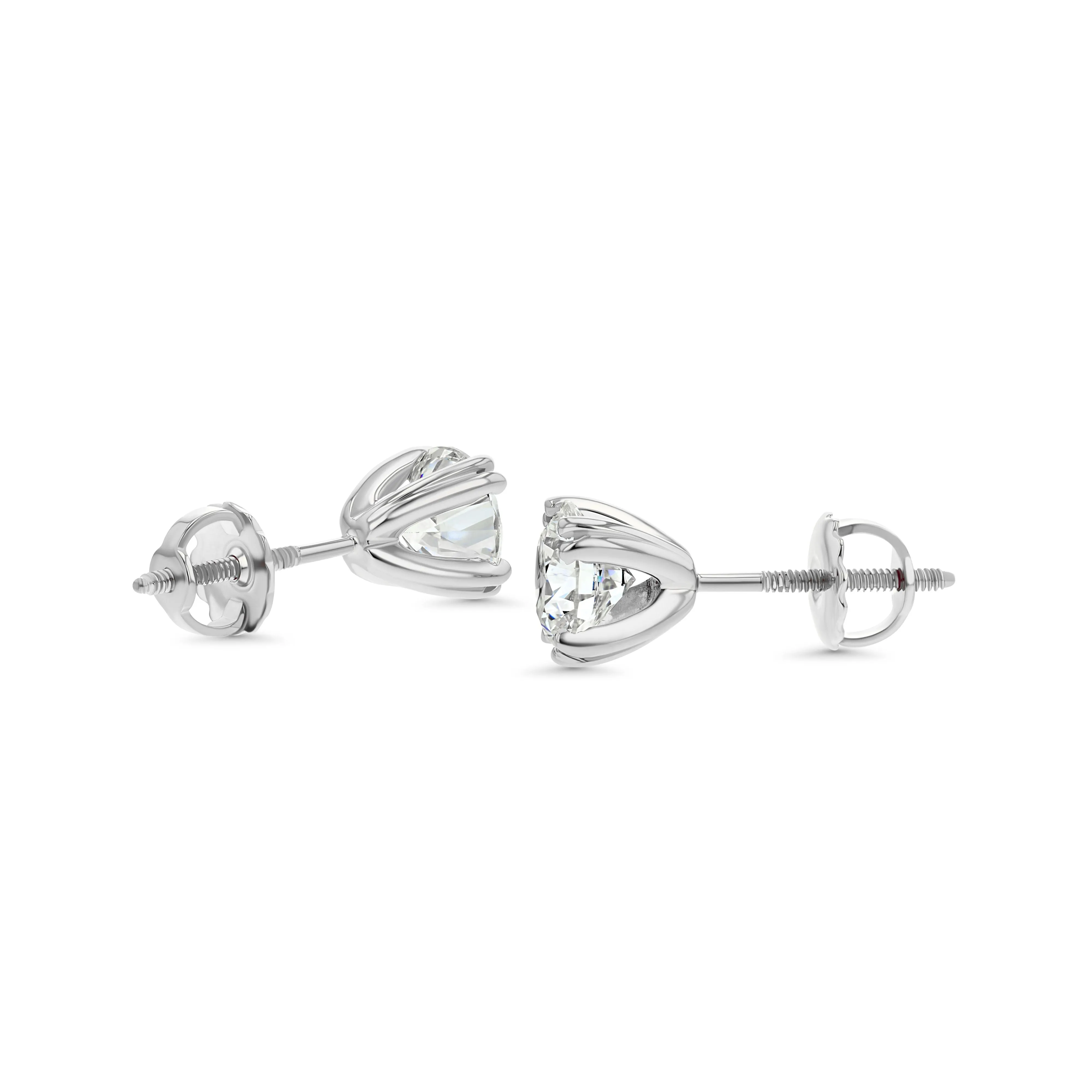 Platinum Double Prong Round Diamond Stud Earrings 1/2ctw (4.1mm Ea), M-n Color, Si2-si3 Clarity
