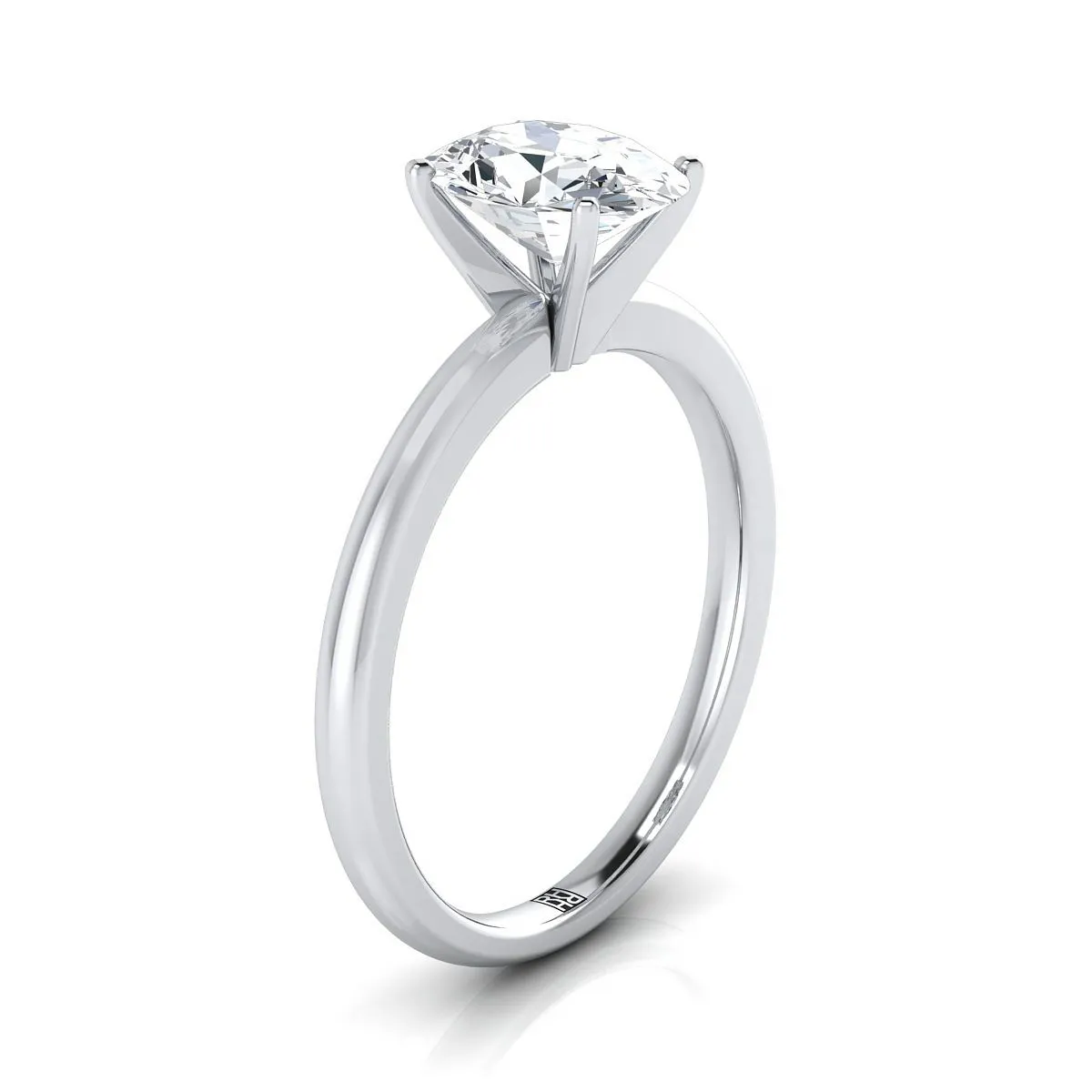 Platinum Oval Aquamarine Round Comfort Fit Claw Prong Solitaire Engagement Ring