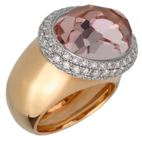 Pomellato 12.5 Carat Morganite Diamond Rose Cocktail Ring Sz 6.5