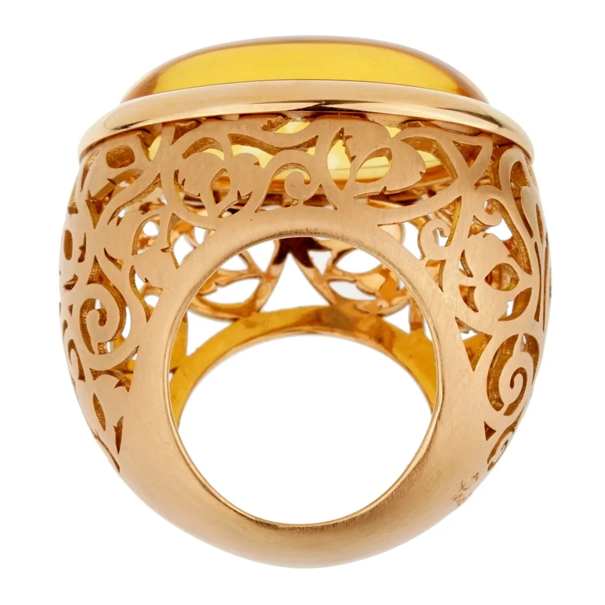 Pomellato 19.94 Carat Amber Rose Gold Cocktail Ring Sz 5 1/4