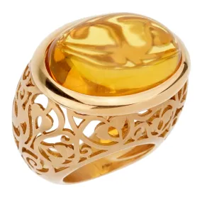 Pomellato 19.94 Carat Amber Rose Gold Cocktail Ring Sz 5 1/4
