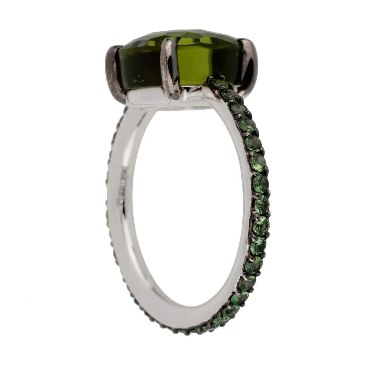 Pomellato 3.5 Carat Peridot Tsavorite Garnet White Gold Cocktail Ring