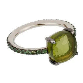 Pomellato 3.5 Carat Peridot Tsavorite Garnet White Gold Cocktail Ring