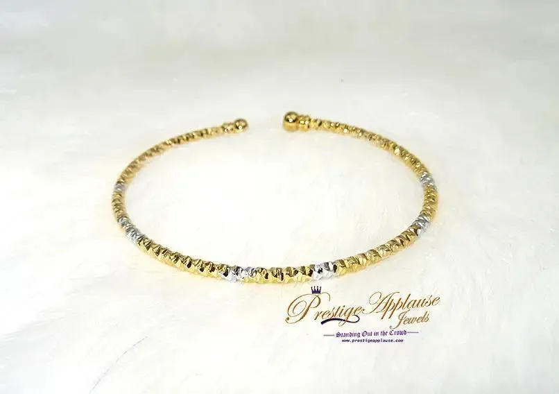 Prestige Applause 3 pcs Gold Plated Cuff Bangles Bracelet, Cuff Bracelet, Open Bangle, Two Tone Colour Bangle, Wedding Bride Jewellery