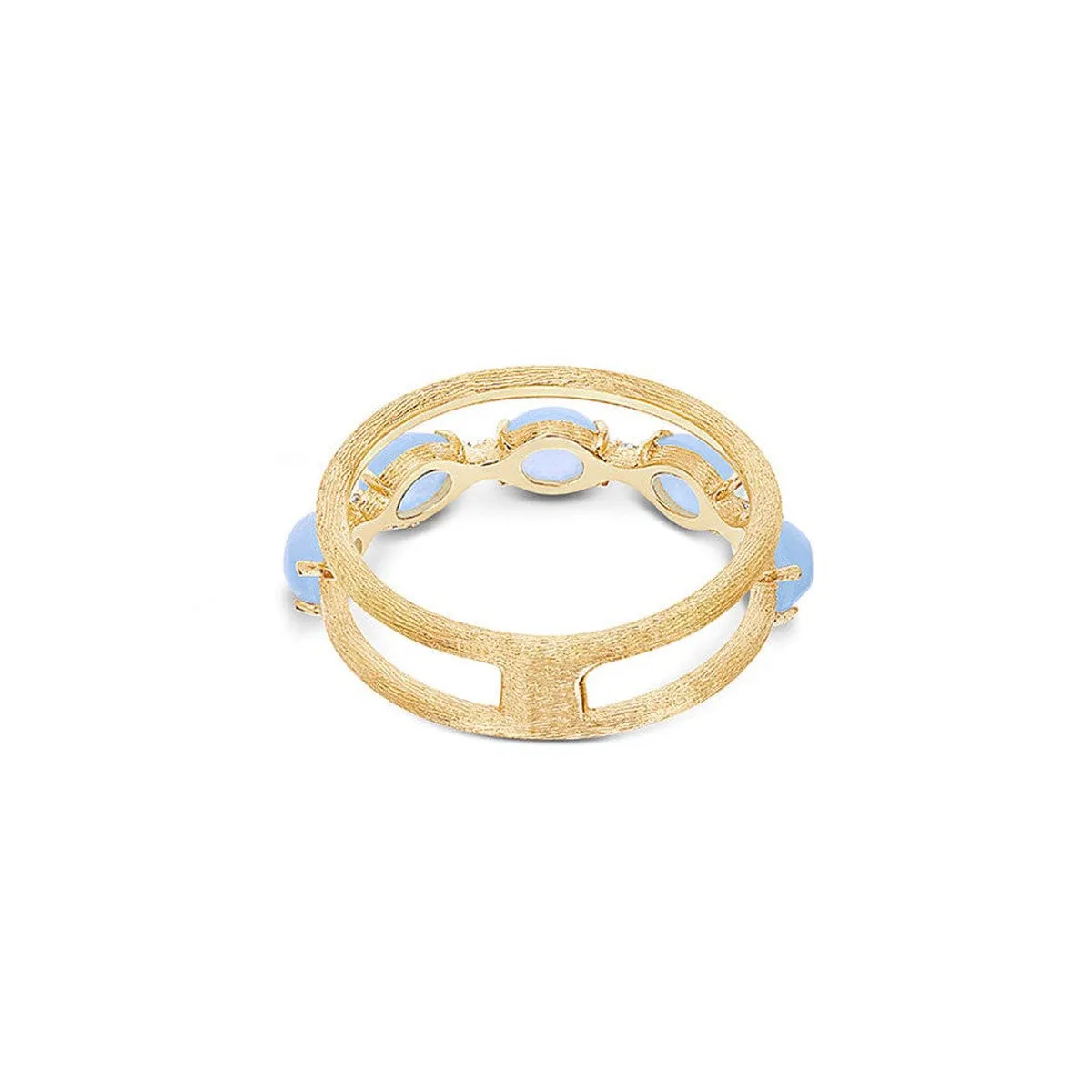 "AZURE" Gold, Diamonds & Aquamarine Double-Band Ring - AS3-597