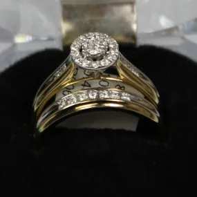R0065: 10k 3 set wedding rings. 0.60ct total diamond weights.