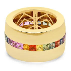 RAINBOW SAPPHIRE CIGAR BAND, GOLD