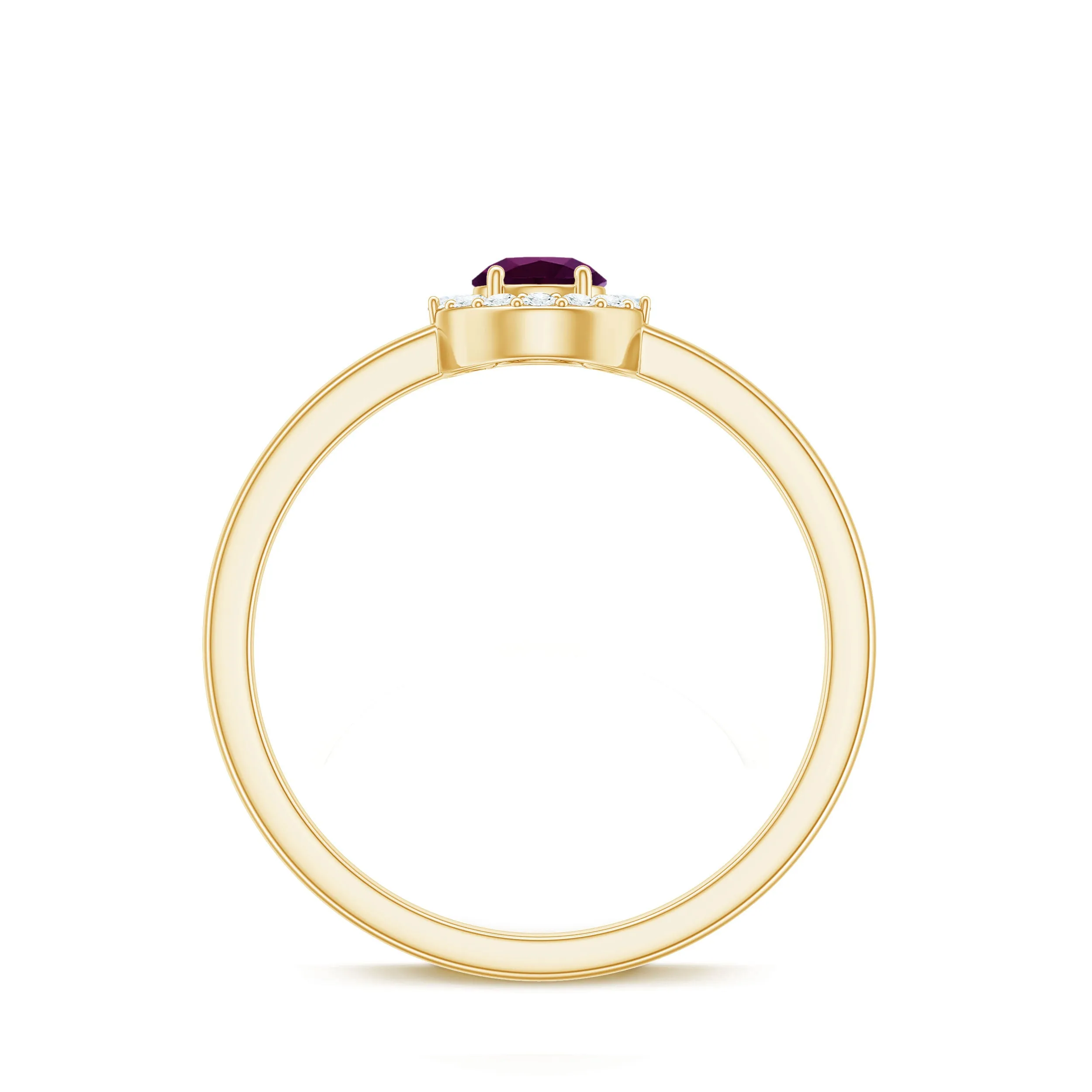Rhodolite Minimal Promise Ring with Diamond Halo