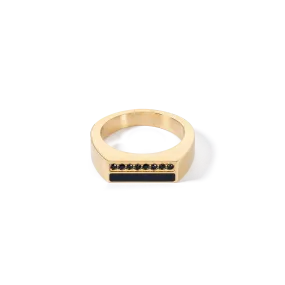 Ring Square Stripes gold-black