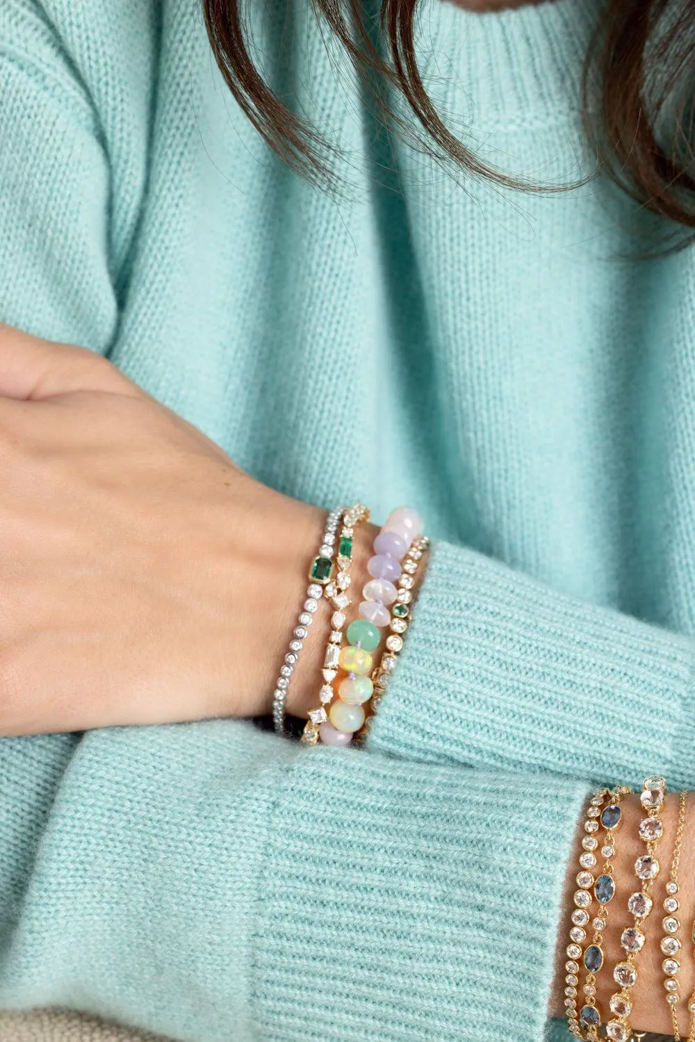 Rock Crystal Diamond Tennis Bracelet