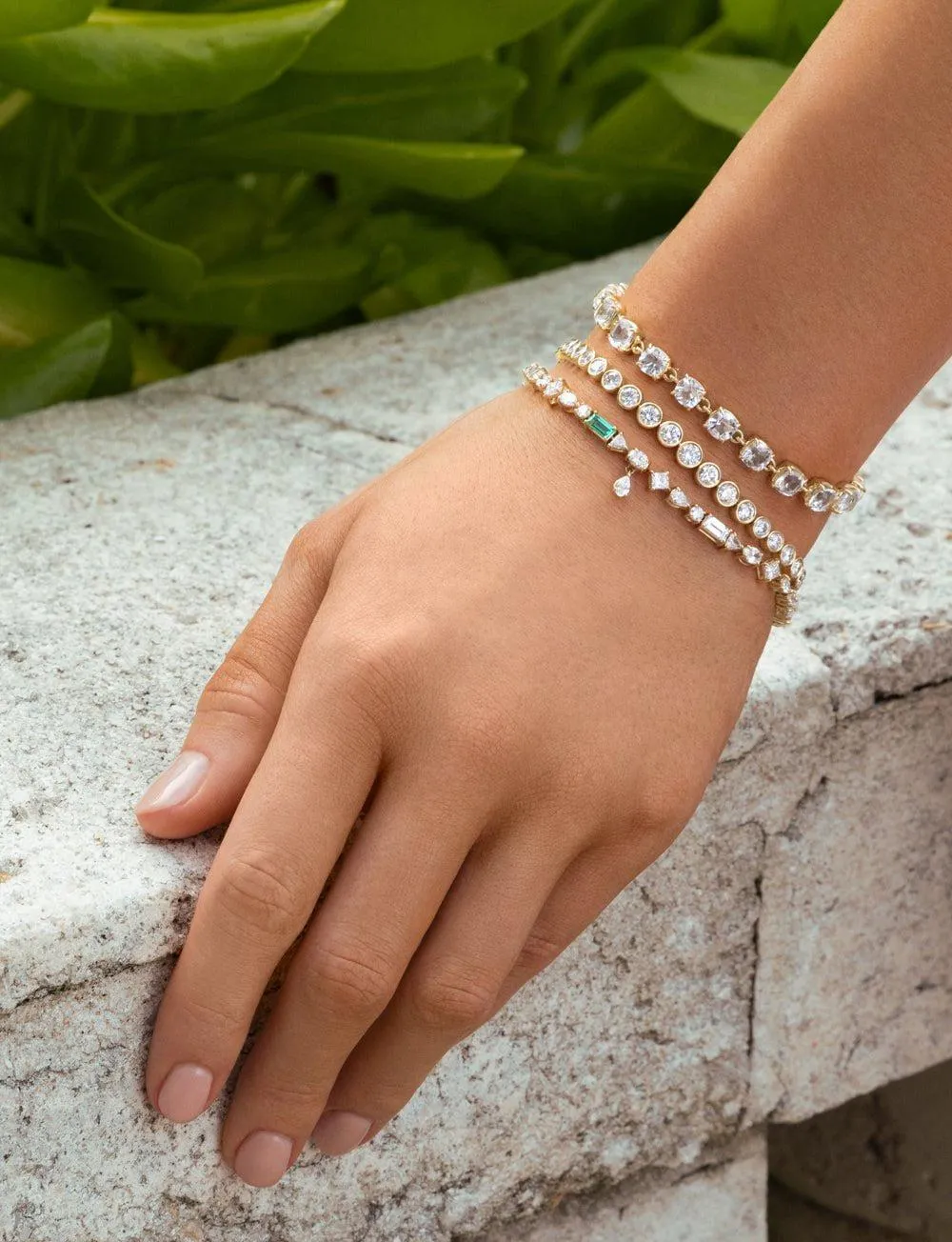 Rock Crystal Diamond Tennis Bracelet