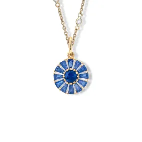 Roi Soleil Small Necklace Pendant 18ct Yellow Gold - Sapphire & Diamond