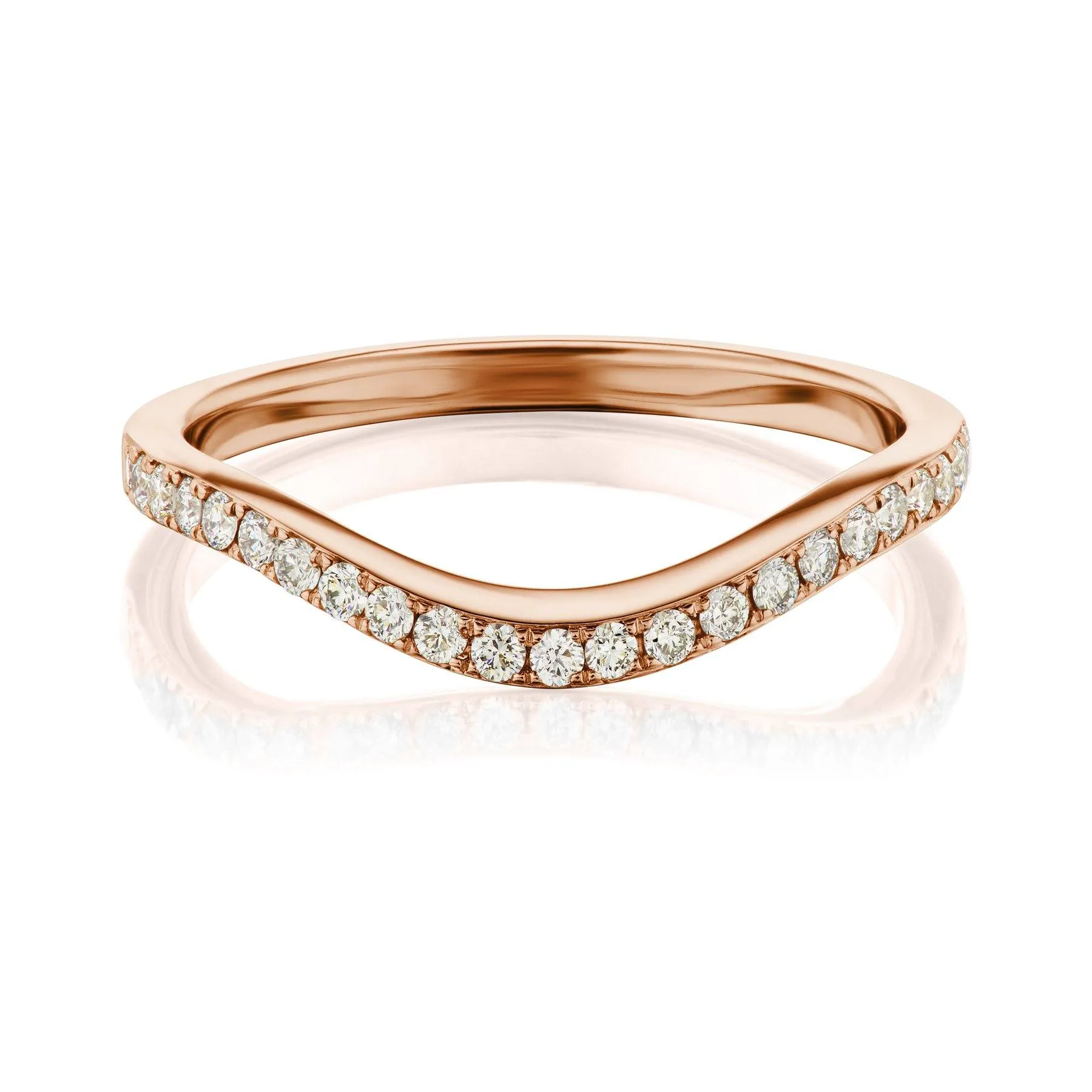 Rose Gold Curved Pave Diamond Band