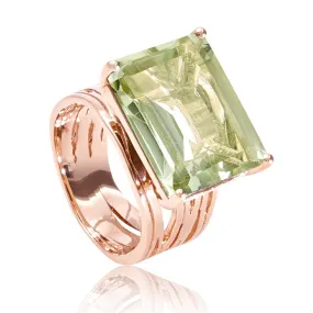 Rose Gold Ring Green Amethyst Pietra