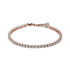 Rose Gold Round Cut Tennis Bracelet Silver