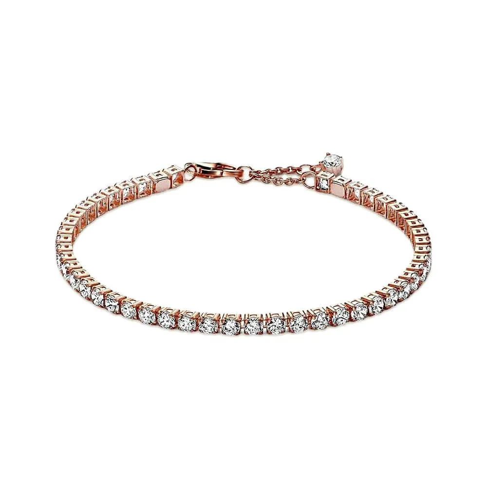 Rose Gold Round Cut Tennis Bracelet Silver