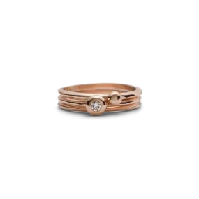 Rose GoldCroí álainn diamond bubble 3 stack