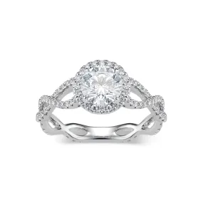 Round Diamond Halo Engagement Ring with Twisted Shank