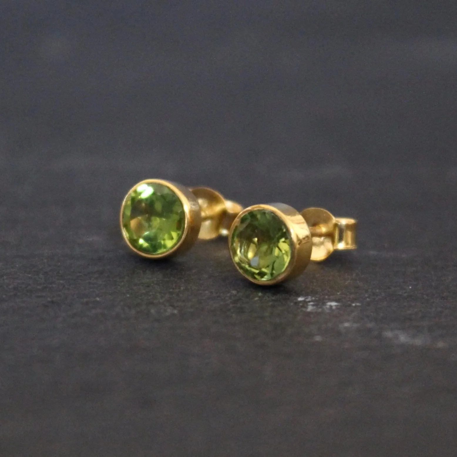 Round Gemstone Stud Earrings