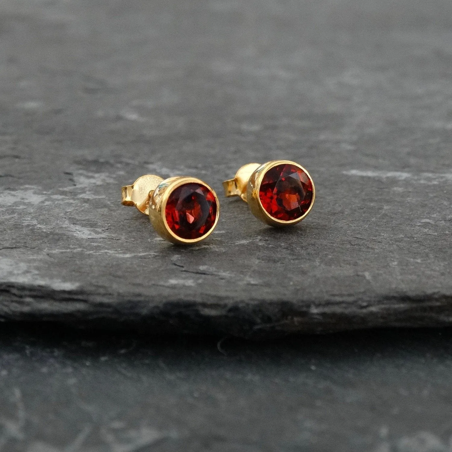 Round Gemstone Stud Earrings