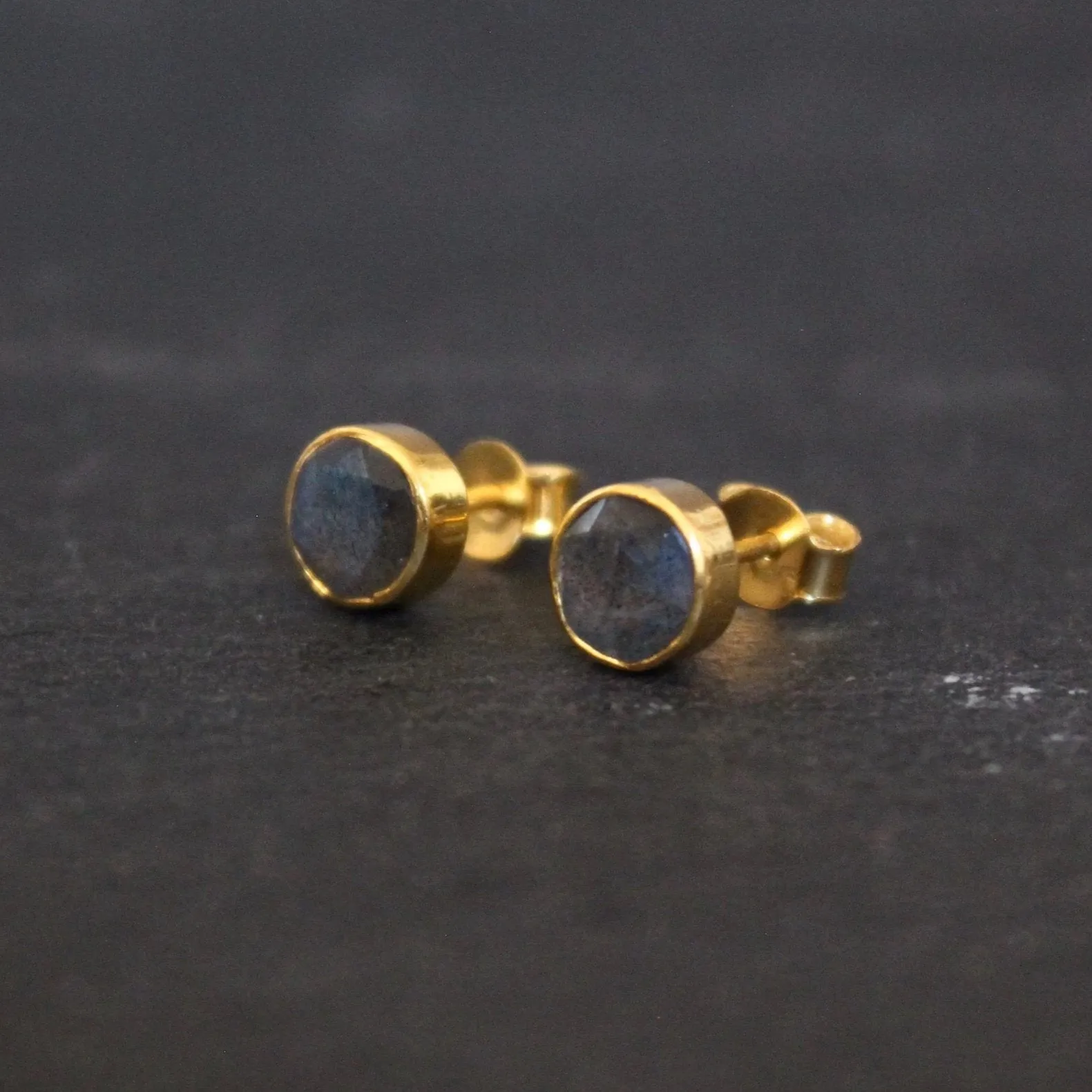 Round Gemstone Stud Earrings