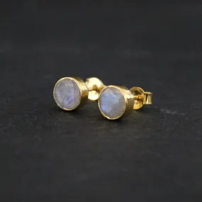 Round Gemstone Stud Earrings