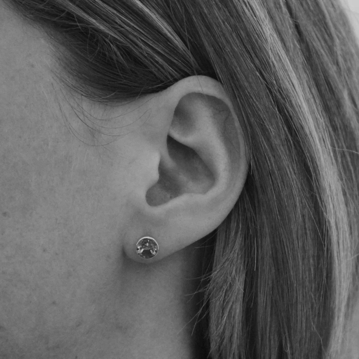 Round Gemstone Stud Earrings