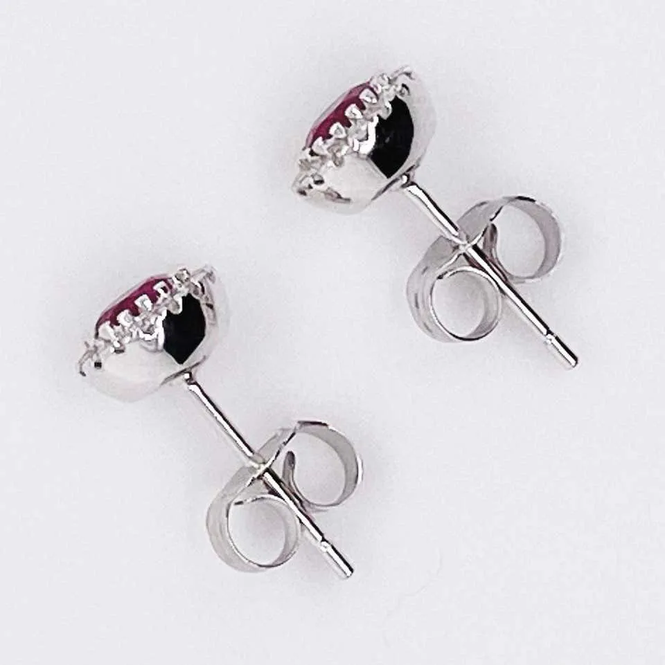 Ruby Diamond Halo Stud Earrings