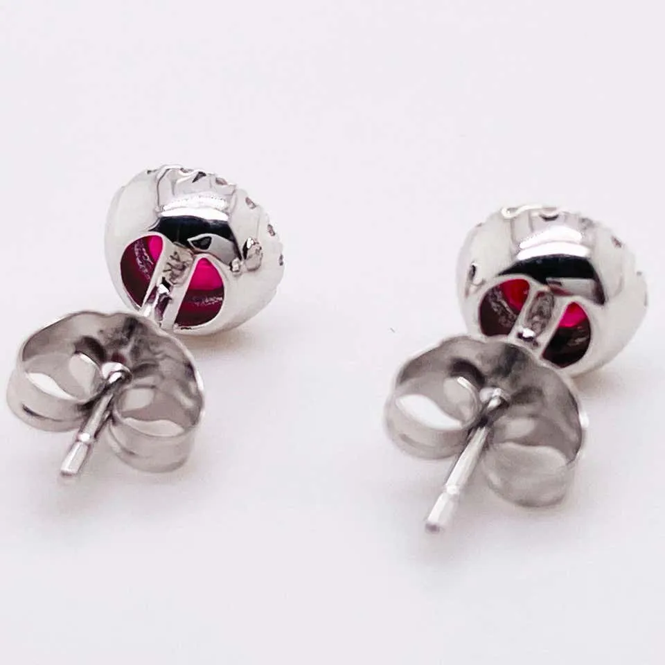 Ruby Diamond Halo Stud Earrings
