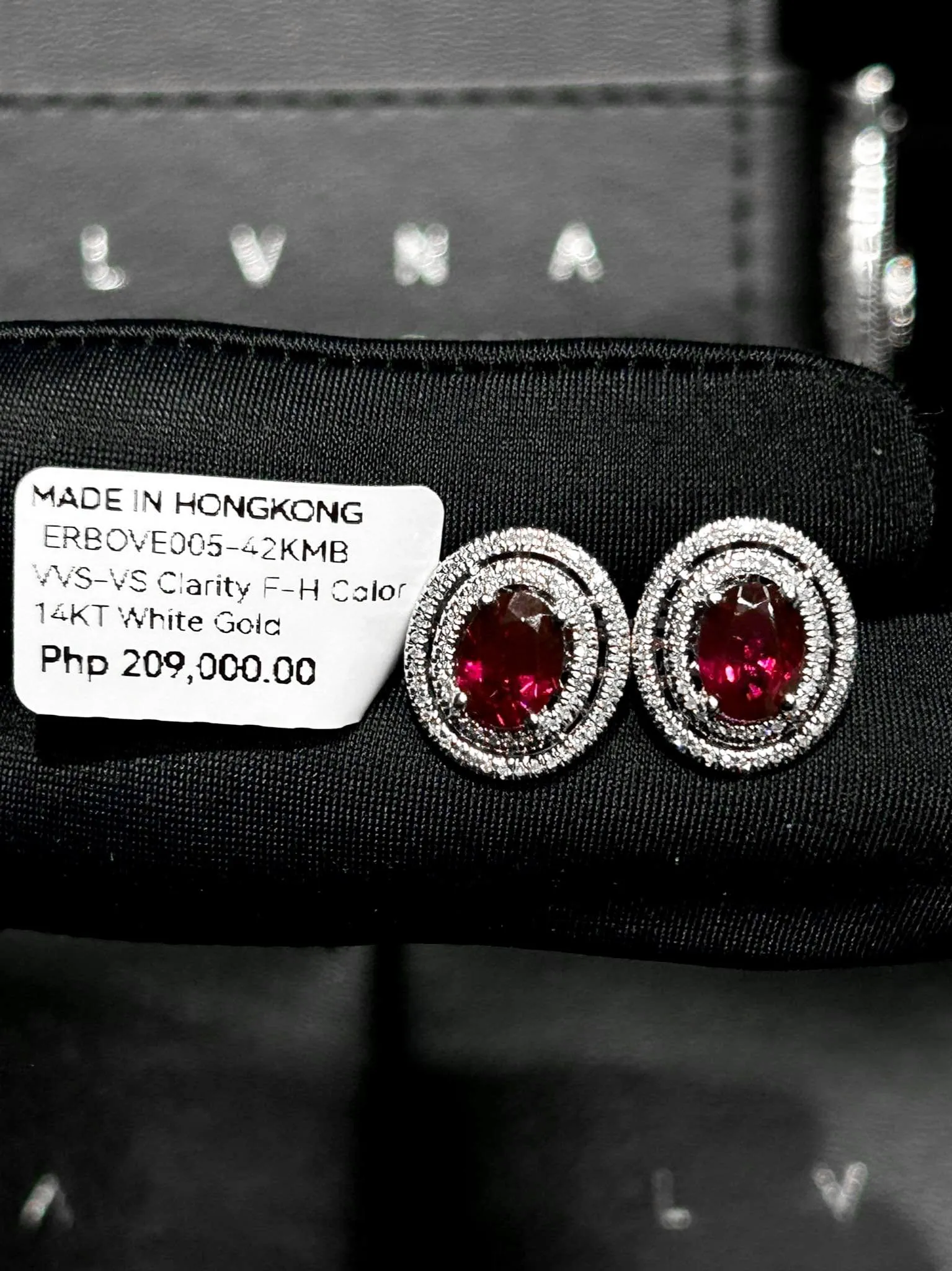 Ruby Oval Halo Gemstones Diamond Earrings 14kt