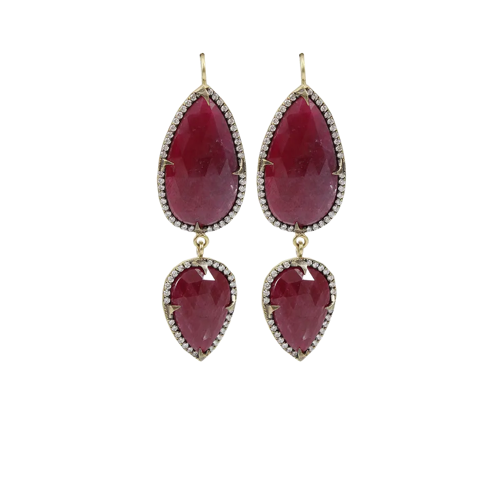 Ruby Pear Shape Drop Earrings