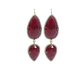 Ruby Pear Shape Drop Earrings