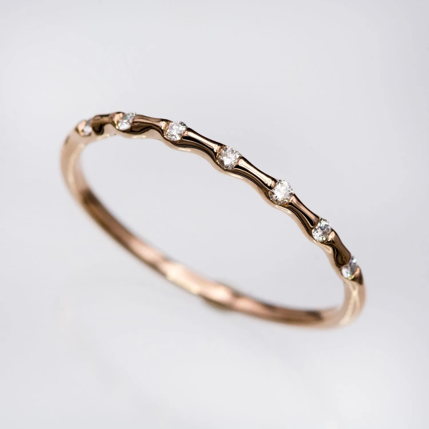 Sadie Band - Skinny Anniversary Band, Bar Set Diamond Half Eternity Stacking Wedding Ring