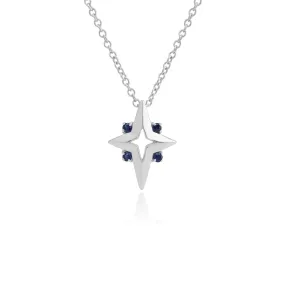 SAPHIR Collier, argent sterling 0.07ct CT SAPHIR étoile pendentif sur 45cm chaîne