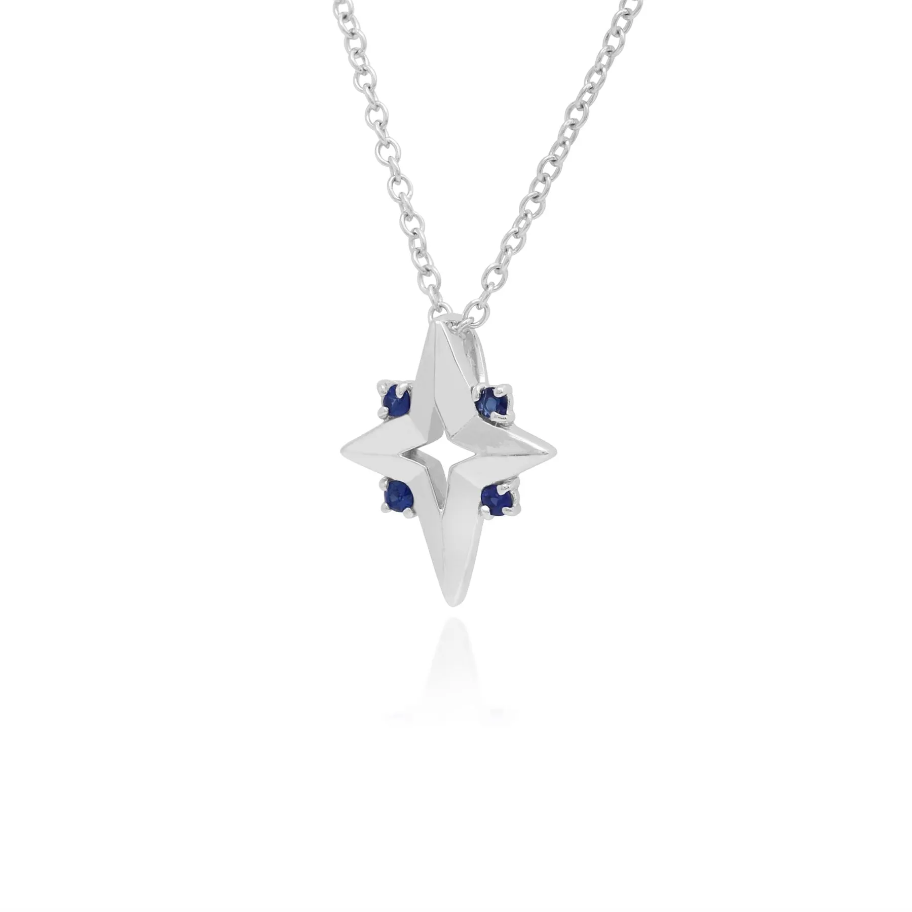 SAPHIR Collier, argent sterling 0.07ct CT SAPHIR étoile pendentif sur 45cm chaîne