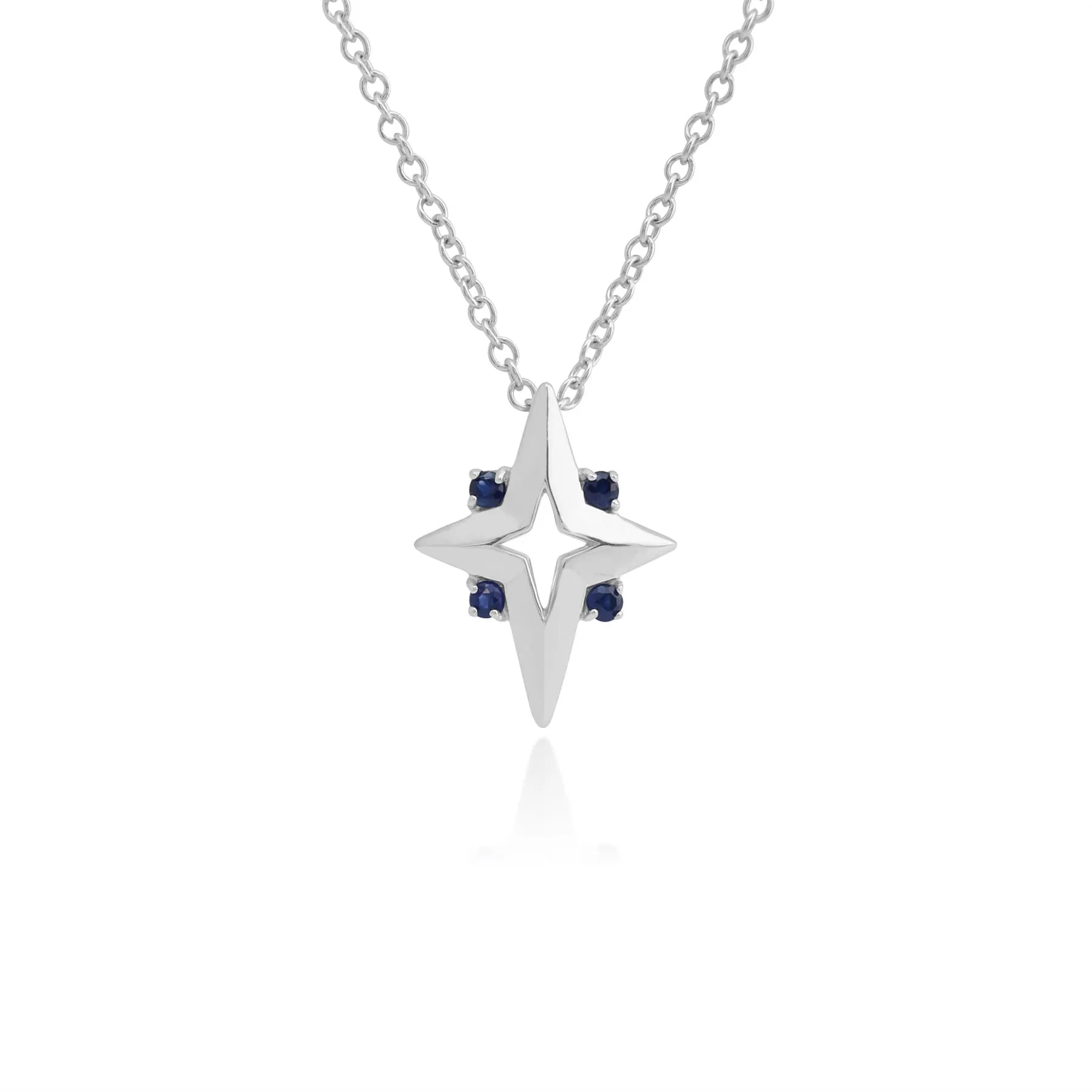 SAPHIR Collier, argent sterling 0.07ct CT SAPHIR étoile pendentif sur 45cm chaîne
