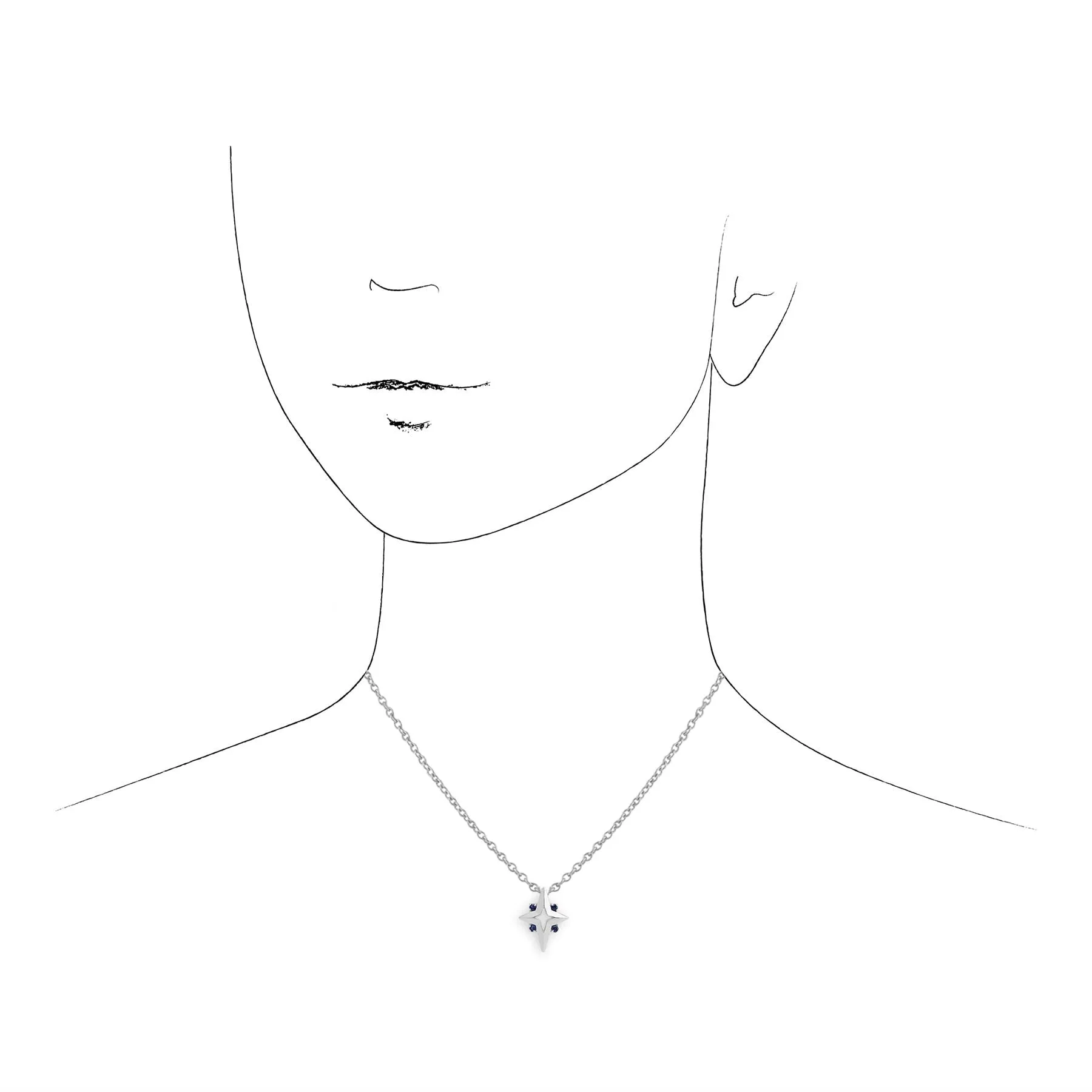 SAPHIR Collier, argent sterling 0.07ct CT SAPHIR étoile pendentif sur 45cm chaîne