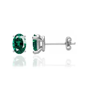 SAVANNAH - Oval Emerald 950 Platinum Stud Earrings