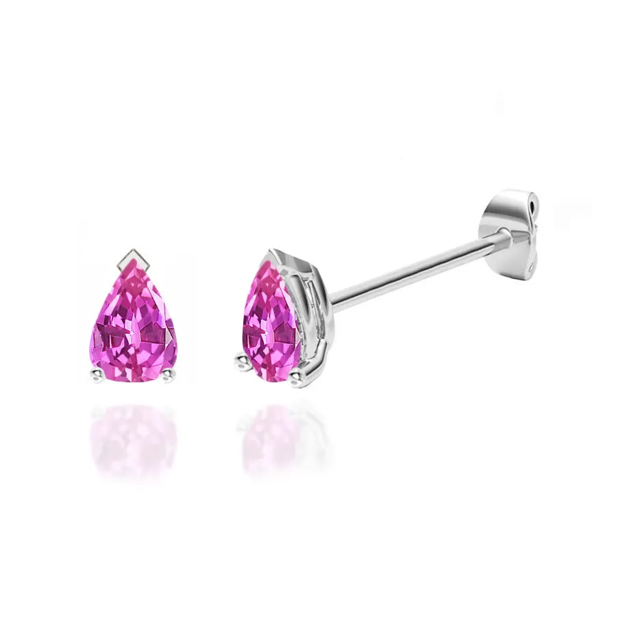 SCARLETT - Pear Pink Sapphire 950 Platinum Stud Earrings